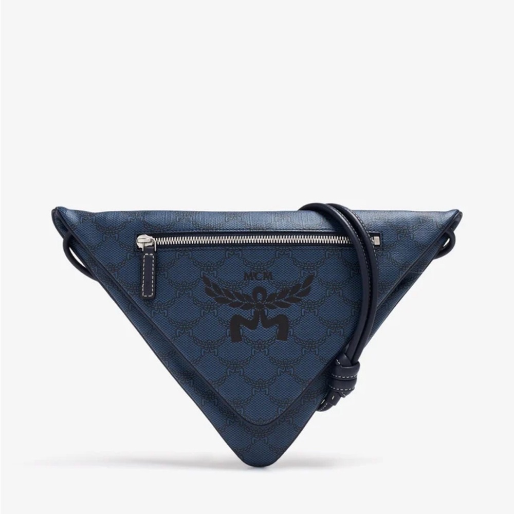 MCM Navy Triangle Belt Bag
